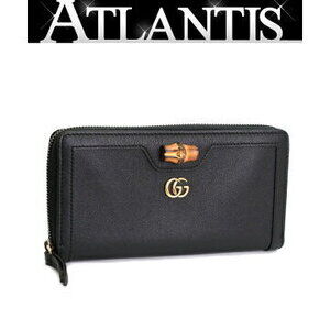 Gucci Diana Bamboo GG Marmont round zip long wallet black leather